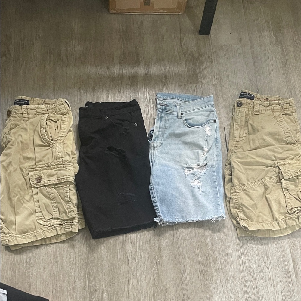 American Eagle Outfitters Cargo Shorts - Black, Light Blue, Tan